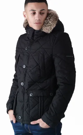 Duck and Cover Bazza Padded Parka Jacket Black