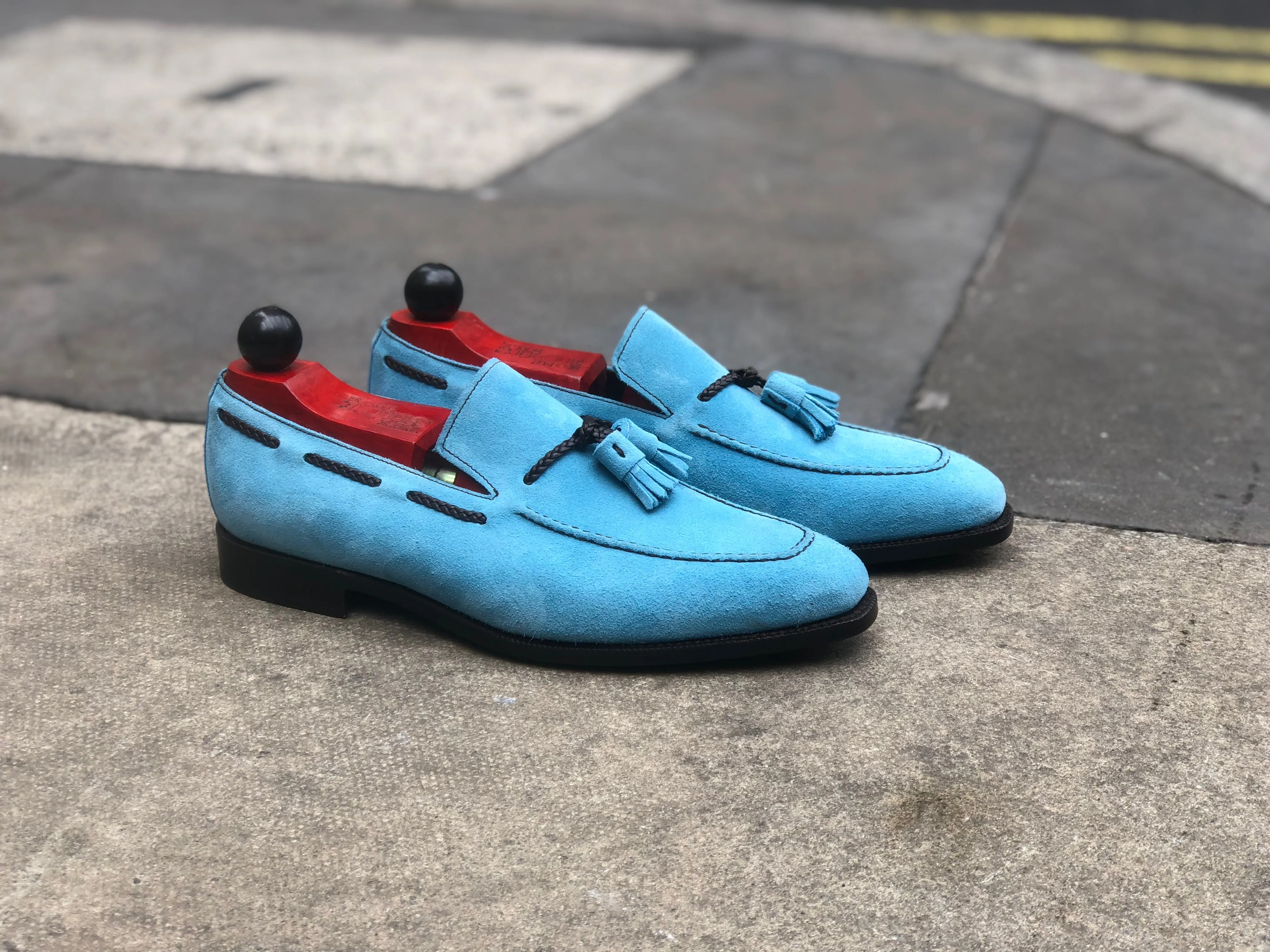 Eskapa - MTO - Sky Blue Suede - LPB Last - Single Leather Sole