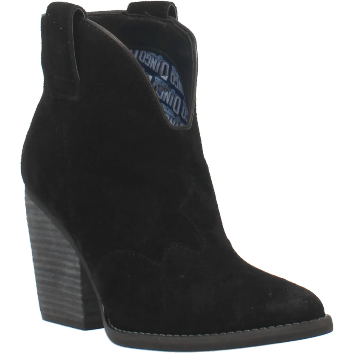 Flannie Black Suede Leather V Cut Front Booties (DS)