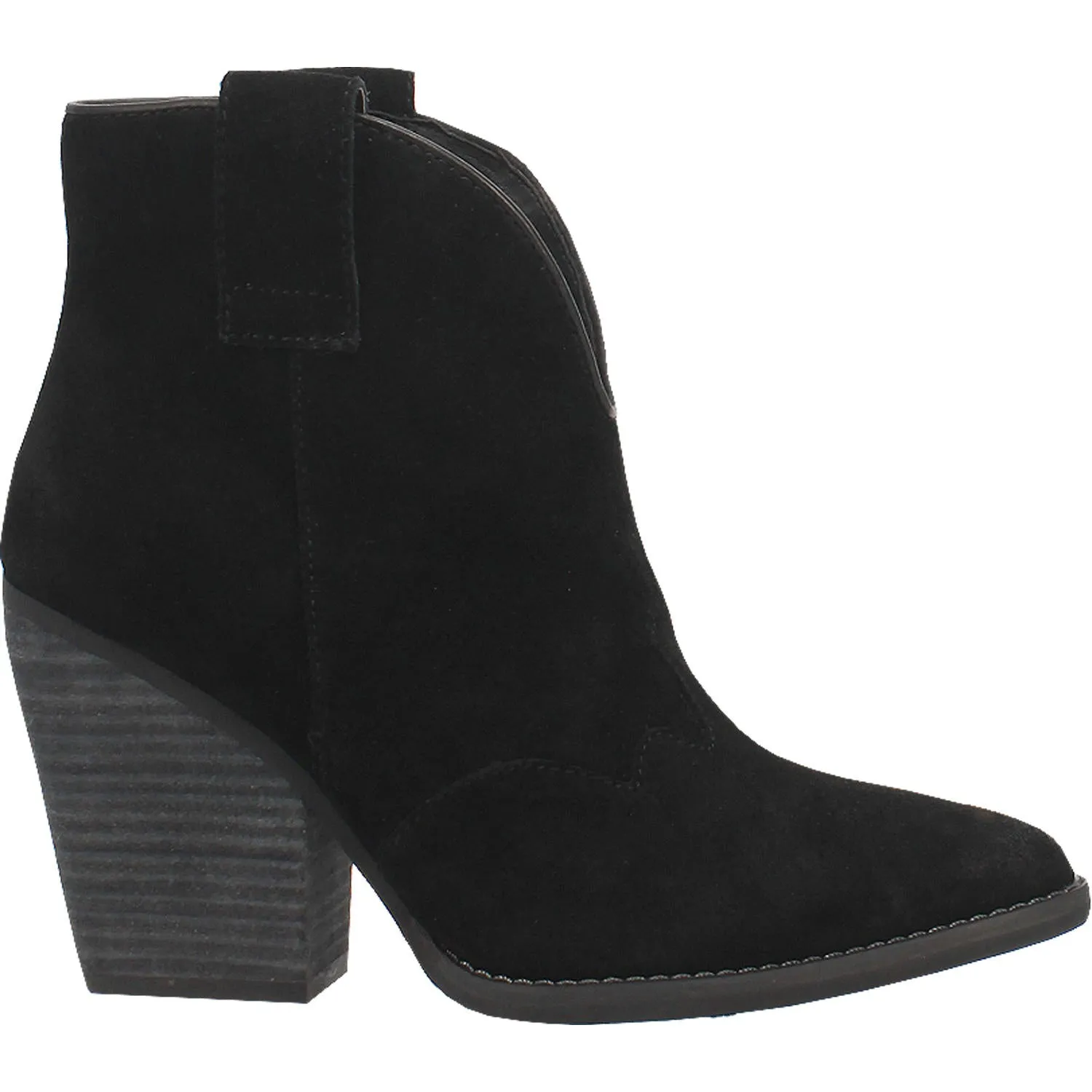 Flannie Black Suede Leather V Cut Front Booties (DS)