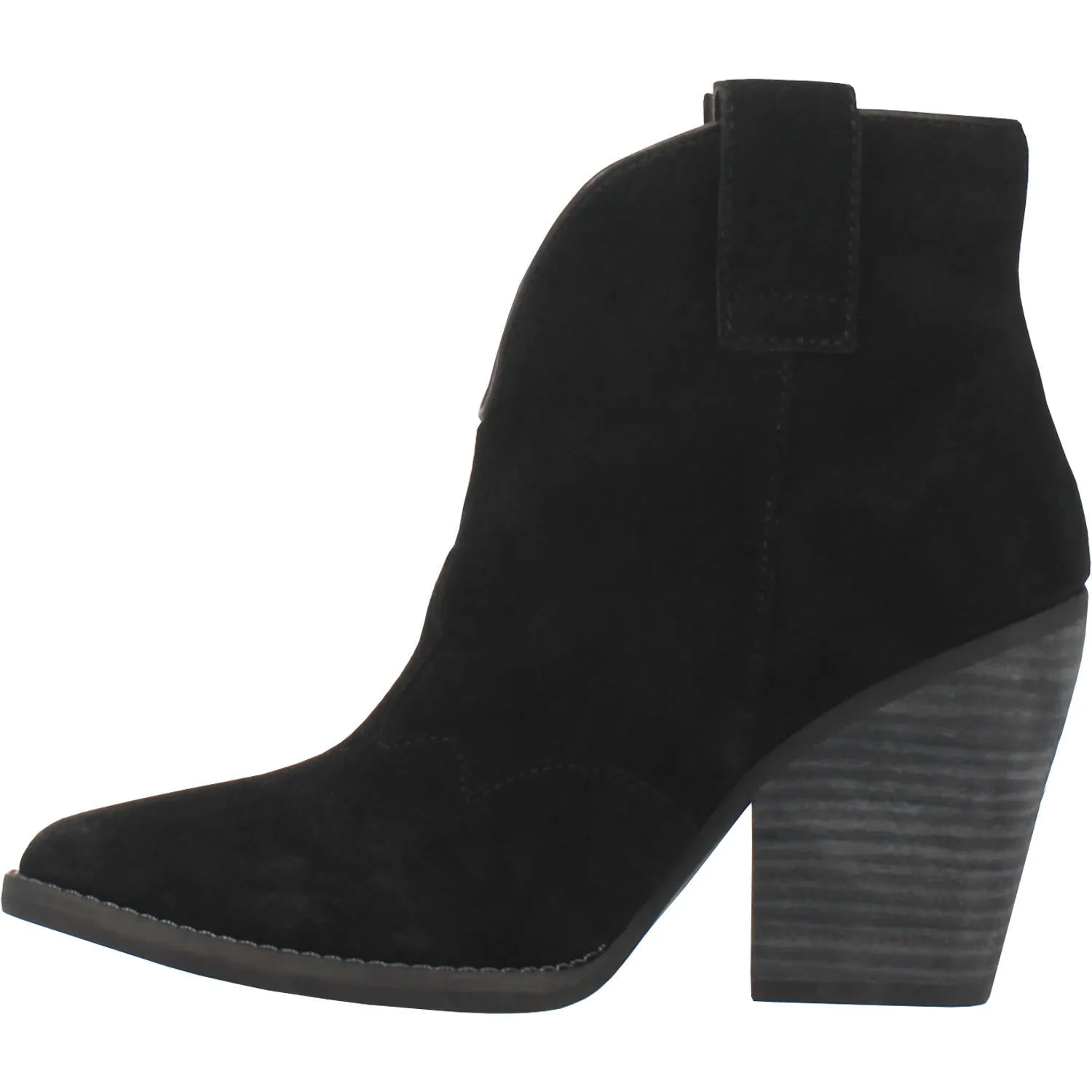 Flannie Black Suede Leather V Cut Front Booties (DS)