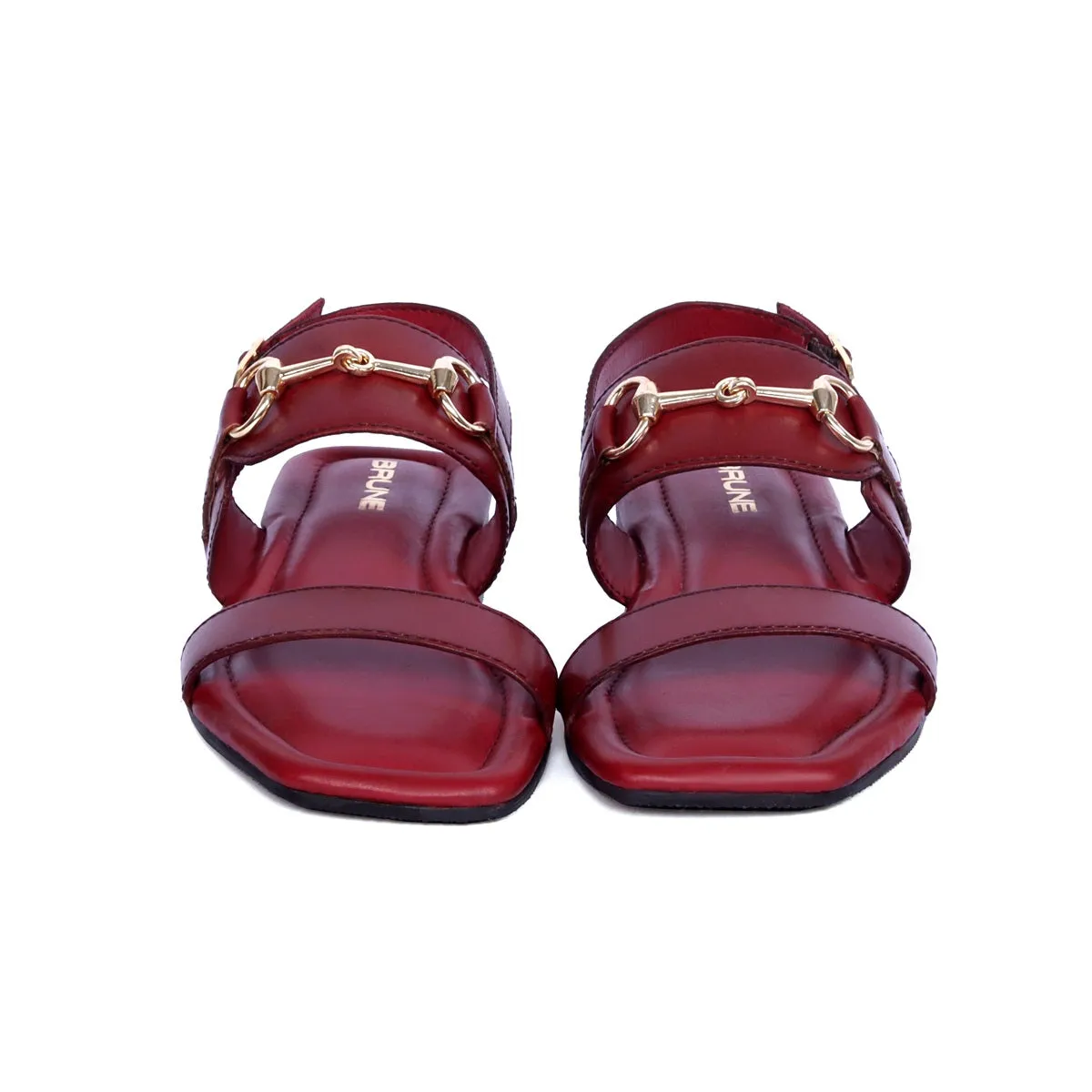 Flat Ladies Sandal/Slippers In Red Genuine Leather