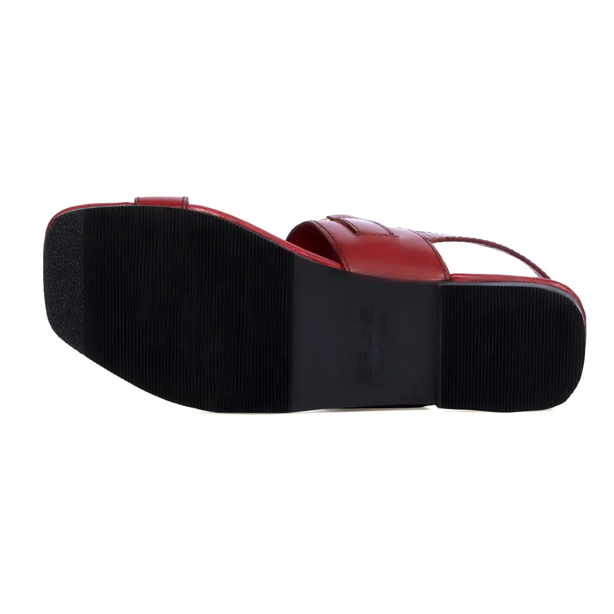 Flat Ladies Sandal/Slippers In Red Genuine Leather