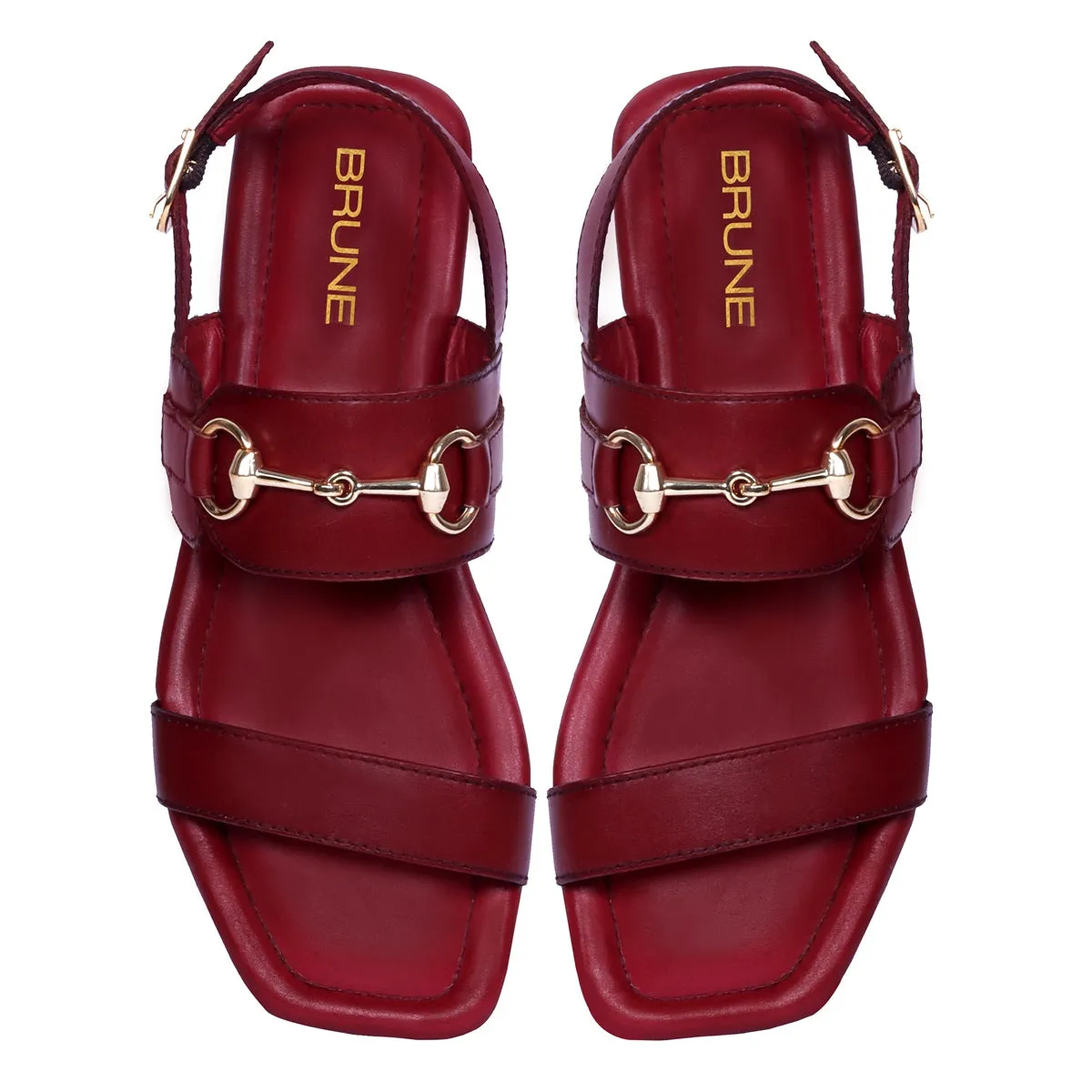 Flat Ladies Sandal/Slippers In Red Genuine Leather