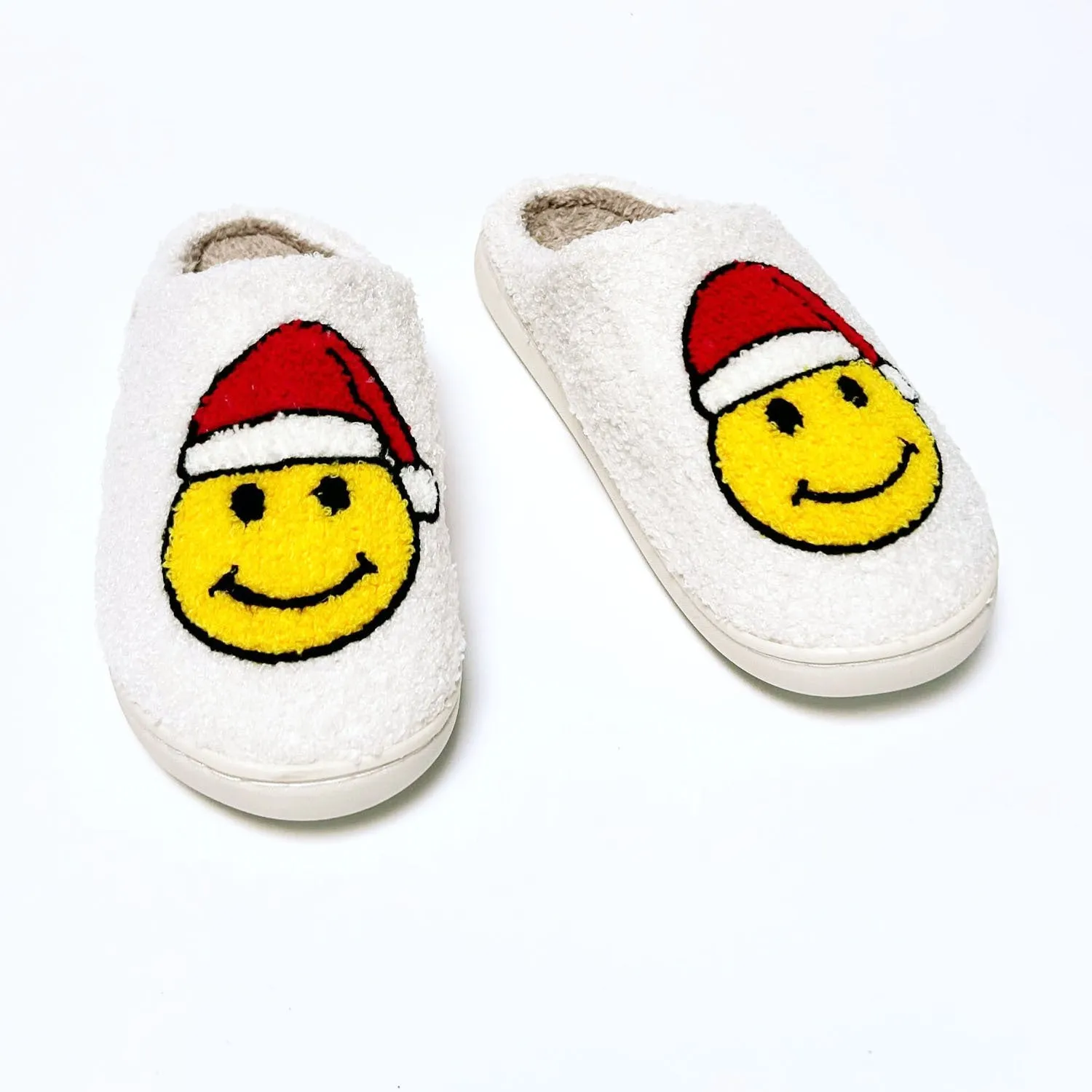 FLOOF Women's Happy Santa Slippers in White