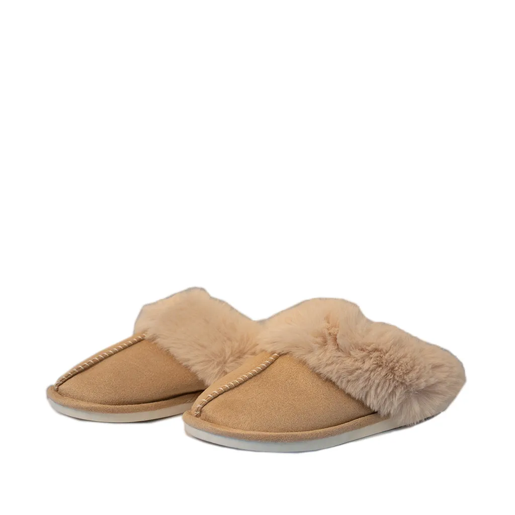 FLOOF Women's Warm Plush Furry Slippers in Khaki