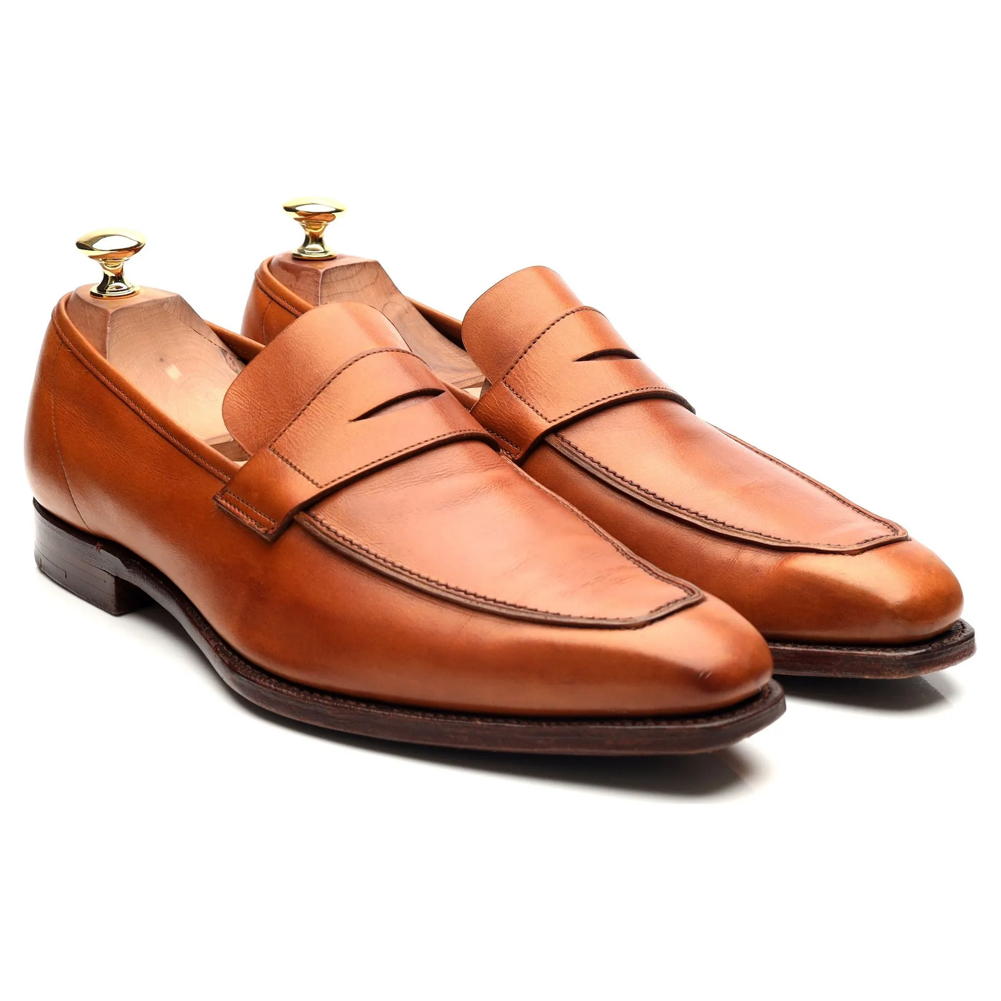 'George' Tan Brown Leather Loafers UK 9 E