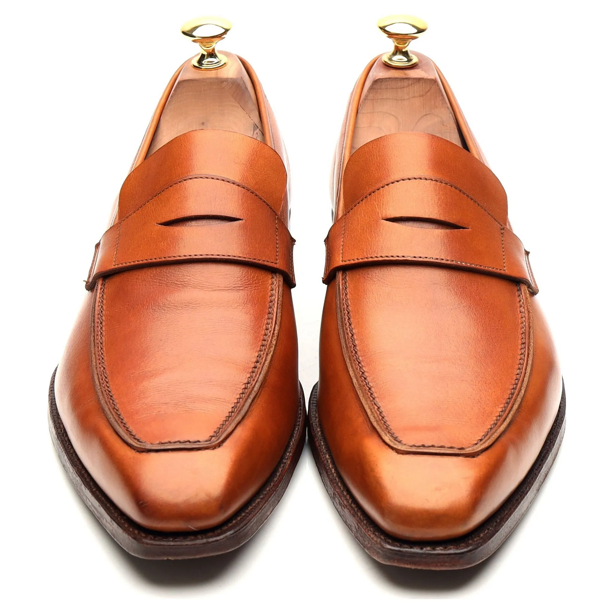 'George' Tan Brown Leather Loafers UK 9 E