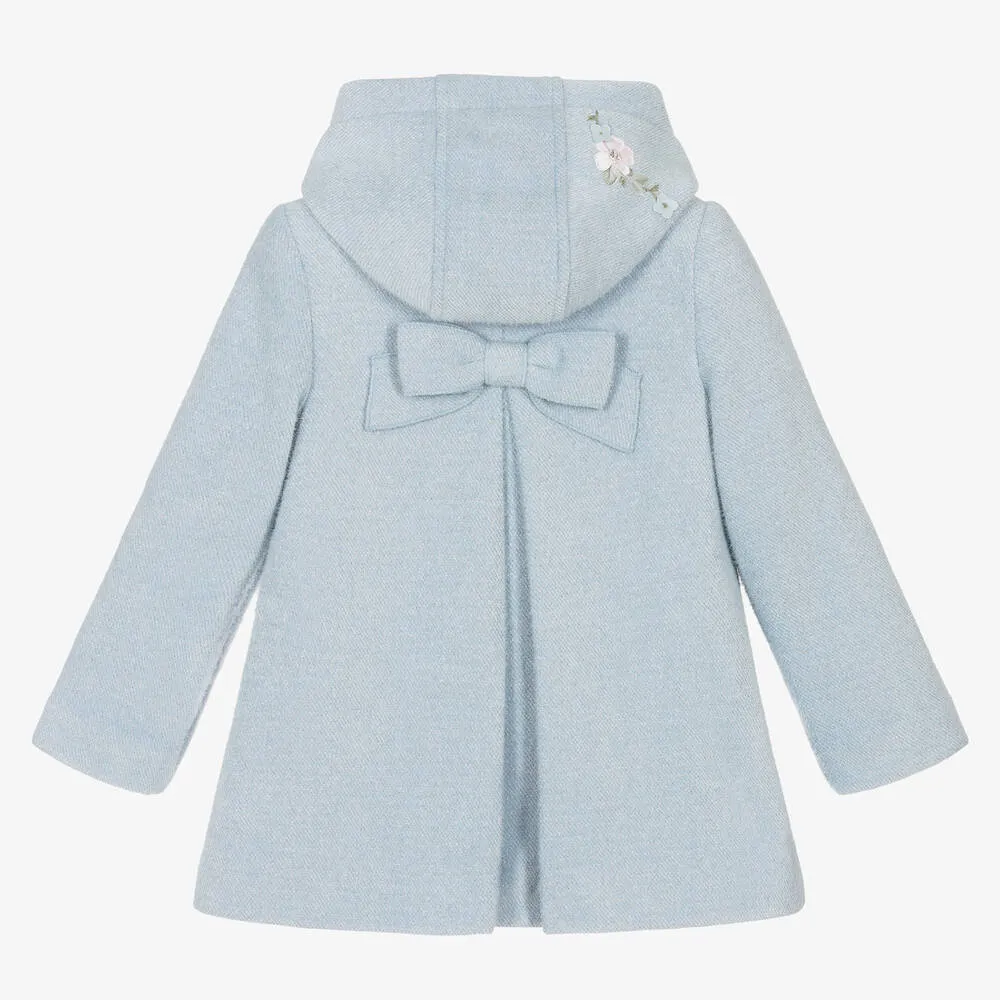 Girls Blue Hooded Flower Coat