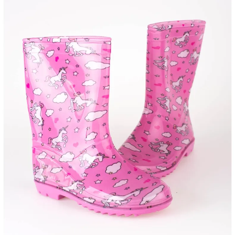 Girls' tall galoshes with a Shelovet pattern pink