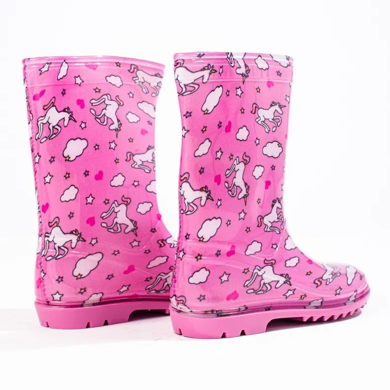 Girls' tall galoshes with a Shelovet pattern pink