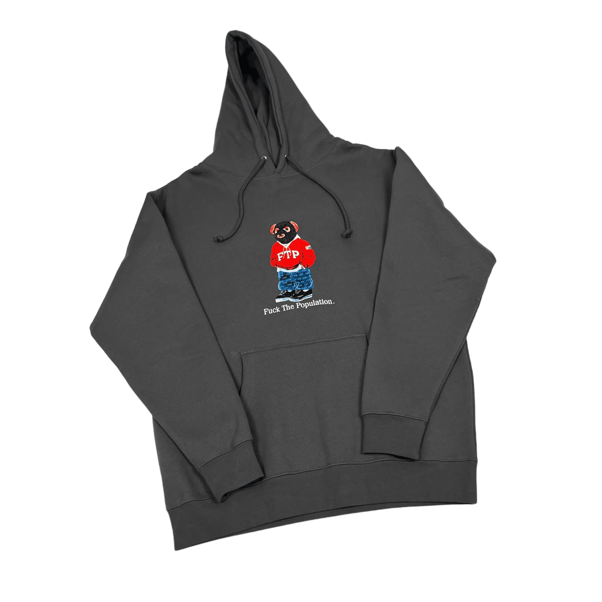 Grey Charcoal FTP Bear Hoodie - Medium