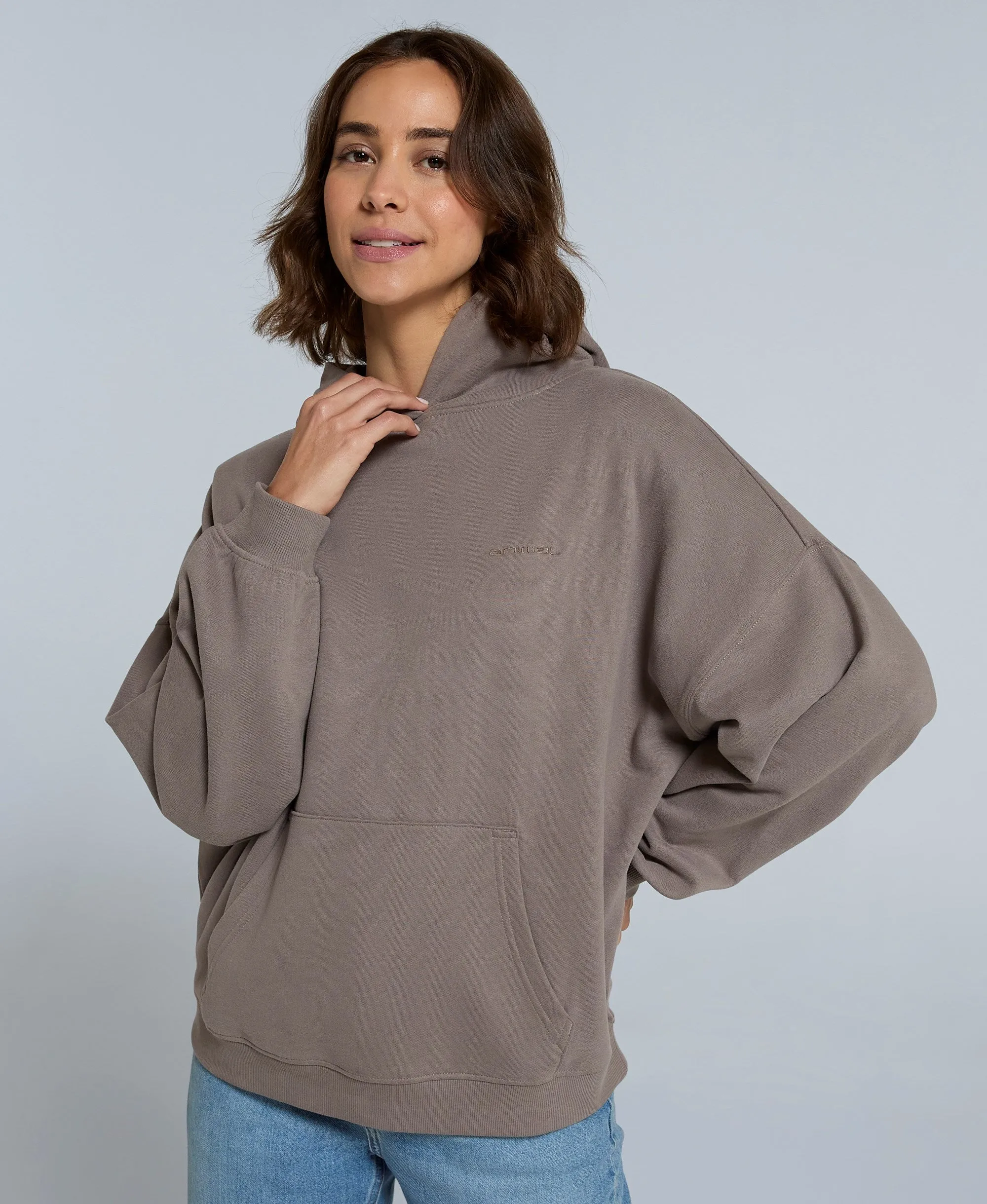 Idol Womens Drop Shoulder Hoodie - Taupe