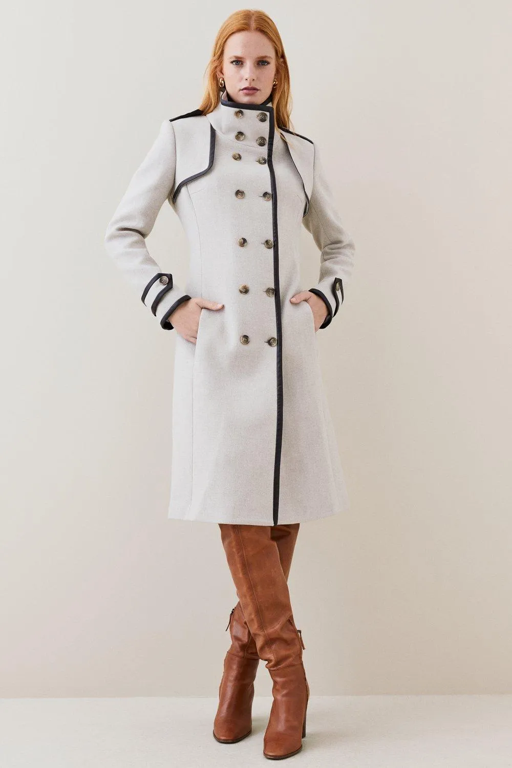 Italian Wool Funnel Neck Coat | Karen Millen