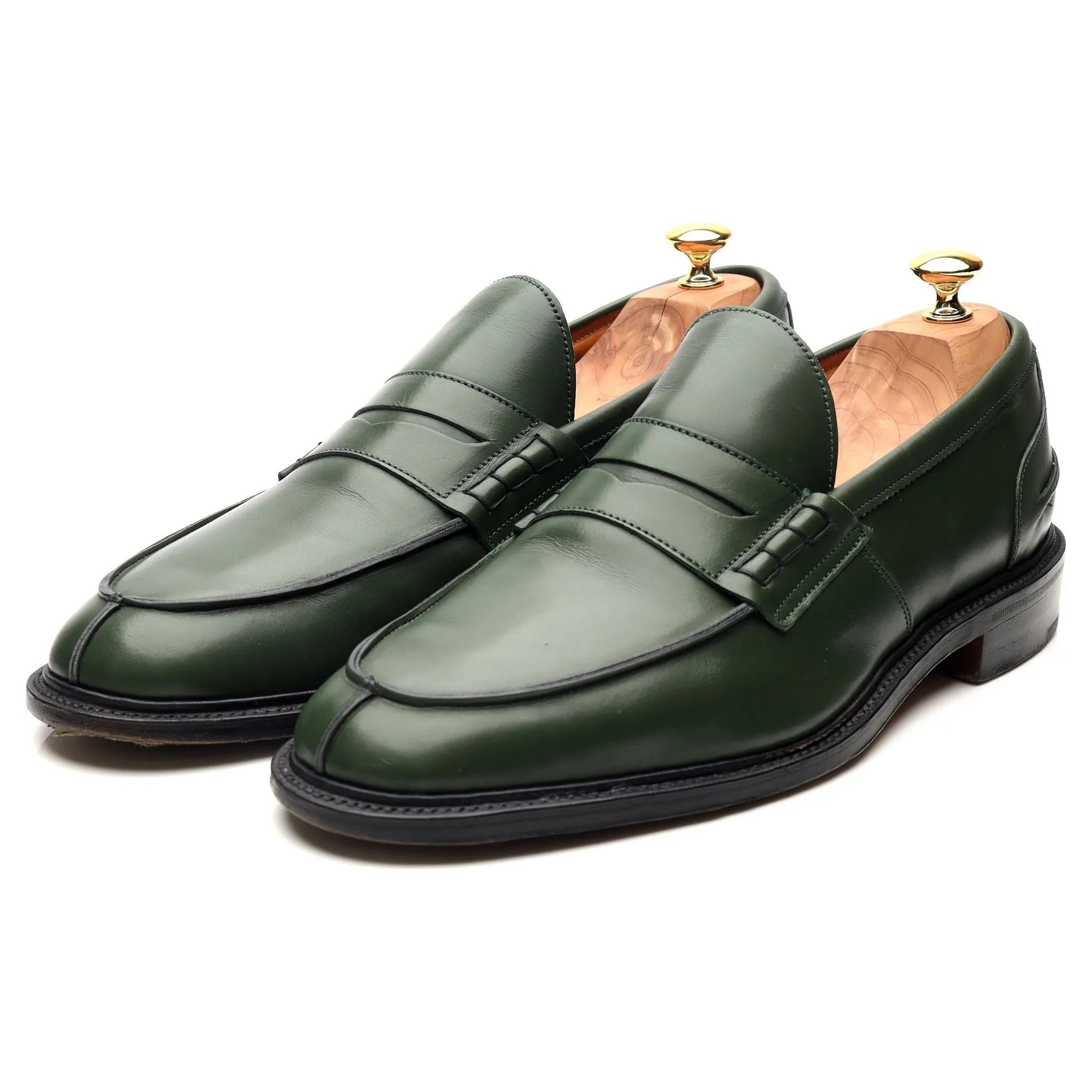 'James' Green Leather Loafers UK 11.5