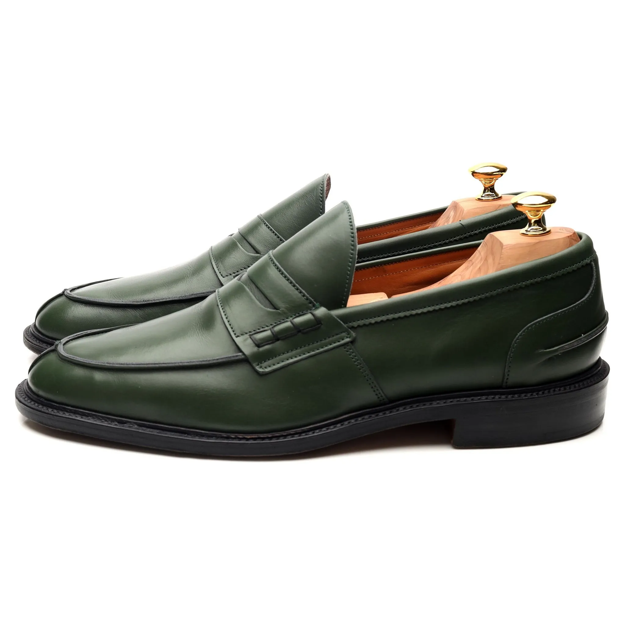 'James' Green Leather Loafers UK 11.5