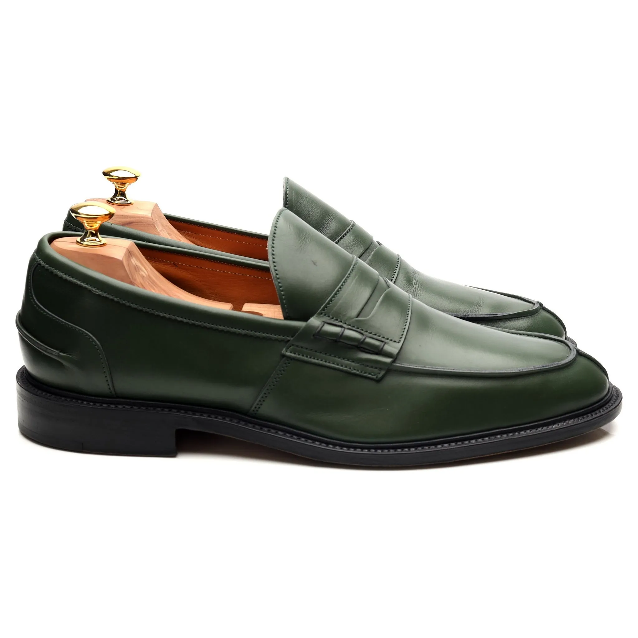 'James' Green Leather Loafers UK 11.5