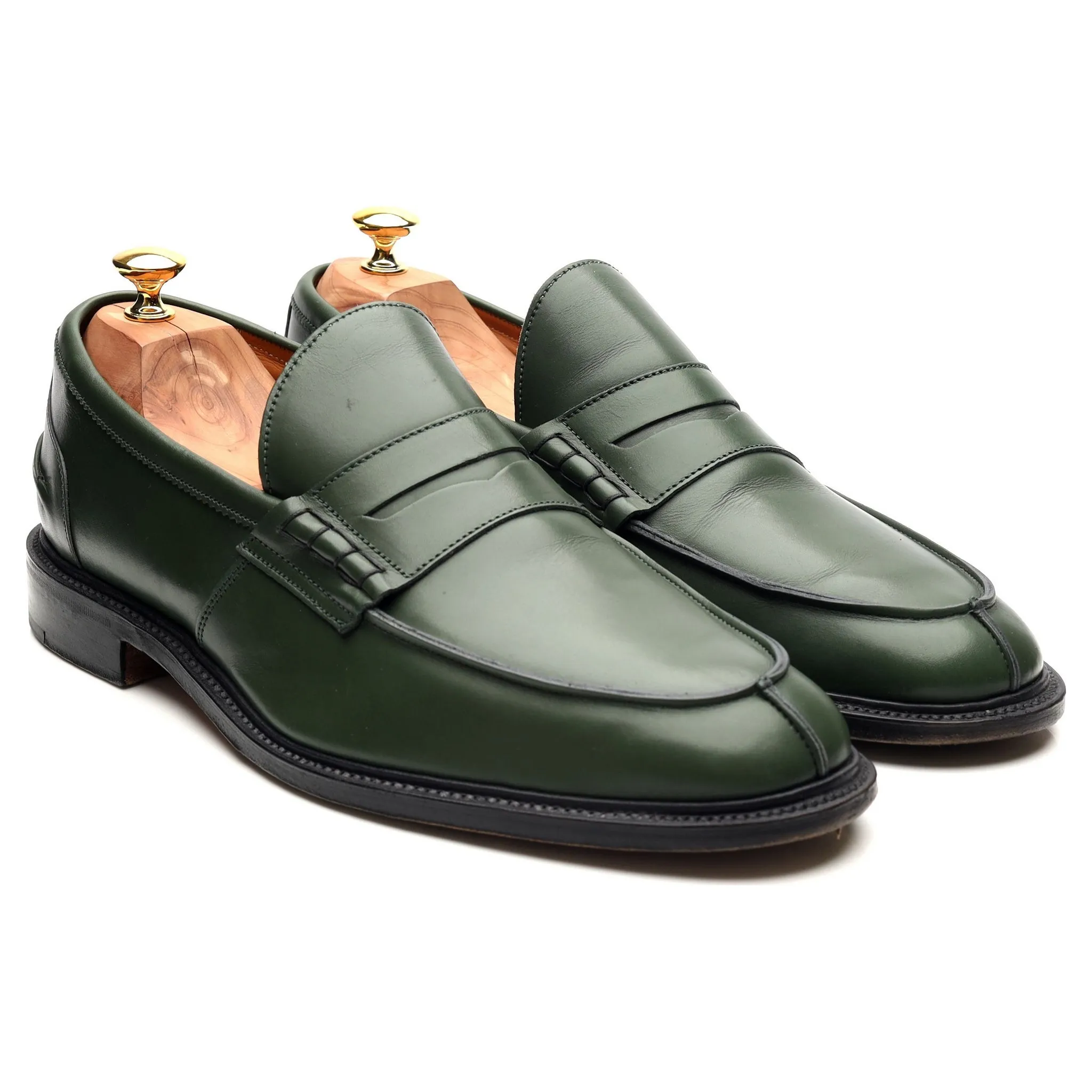 'James' Green Leather Loafers UK 11.5