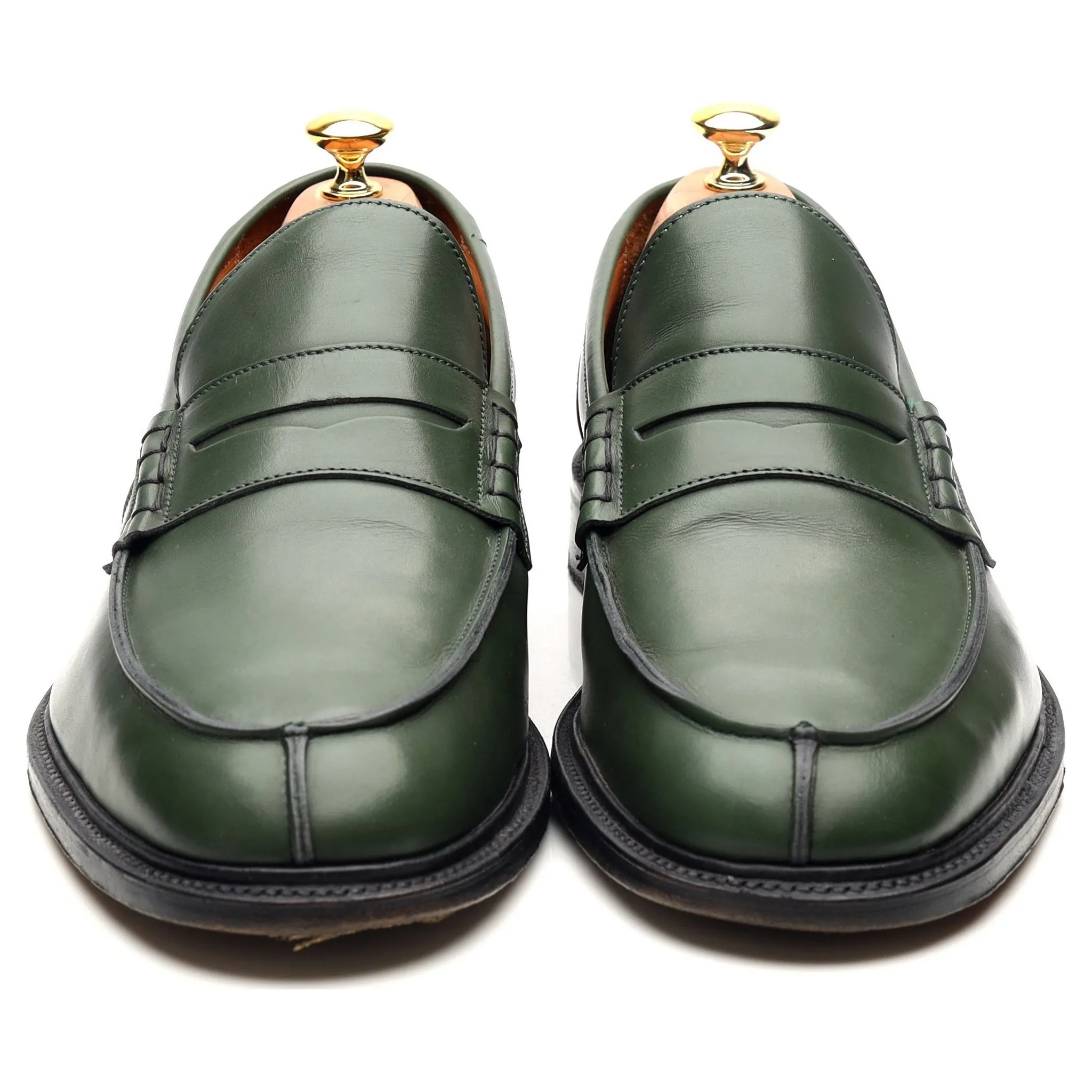 'James' Green Leather Loafers UK 11.5