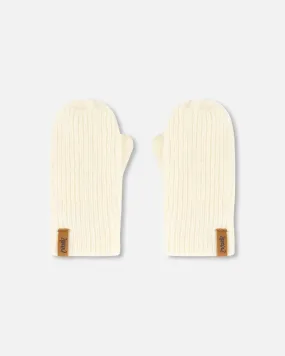 Knitted Mittens Off White