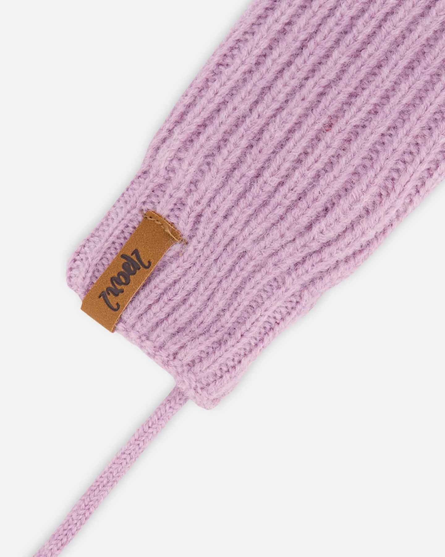 Knitted Mittens With String Lilac