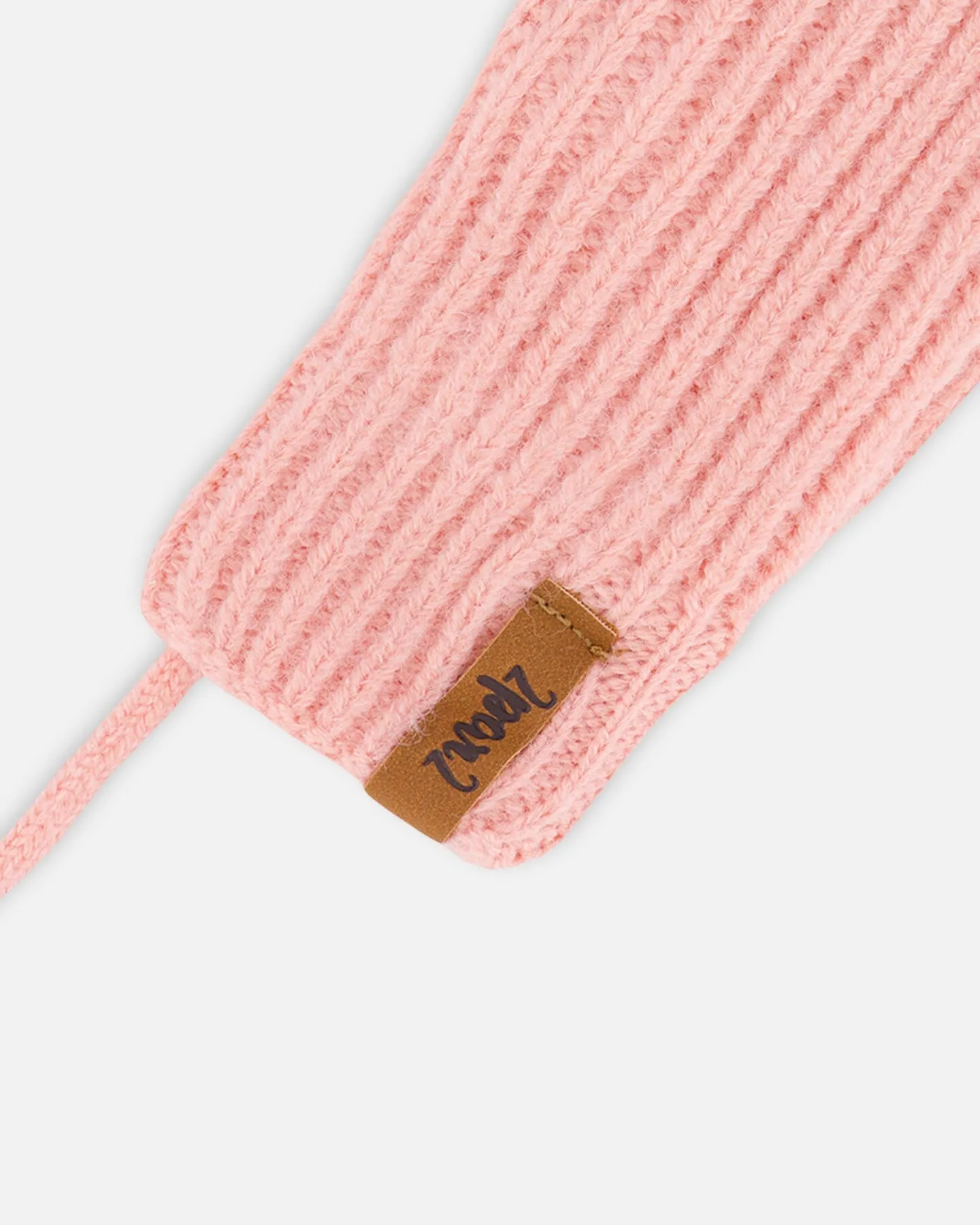 Knitted Mittens With String Pink