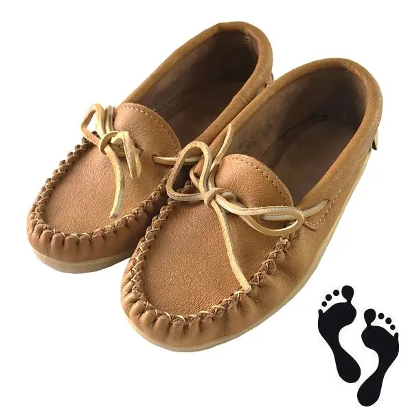 Laurentian Women's Cork Moose Hide Leather Moccasin Shoes - A One Clothing