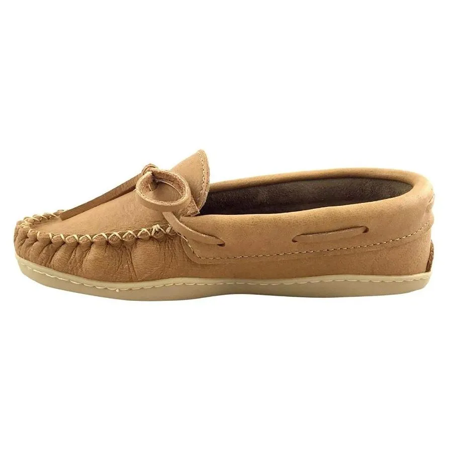 Laurentian Women's Cork Moose Hide Leather Moccasin Shoes - A One Clothing