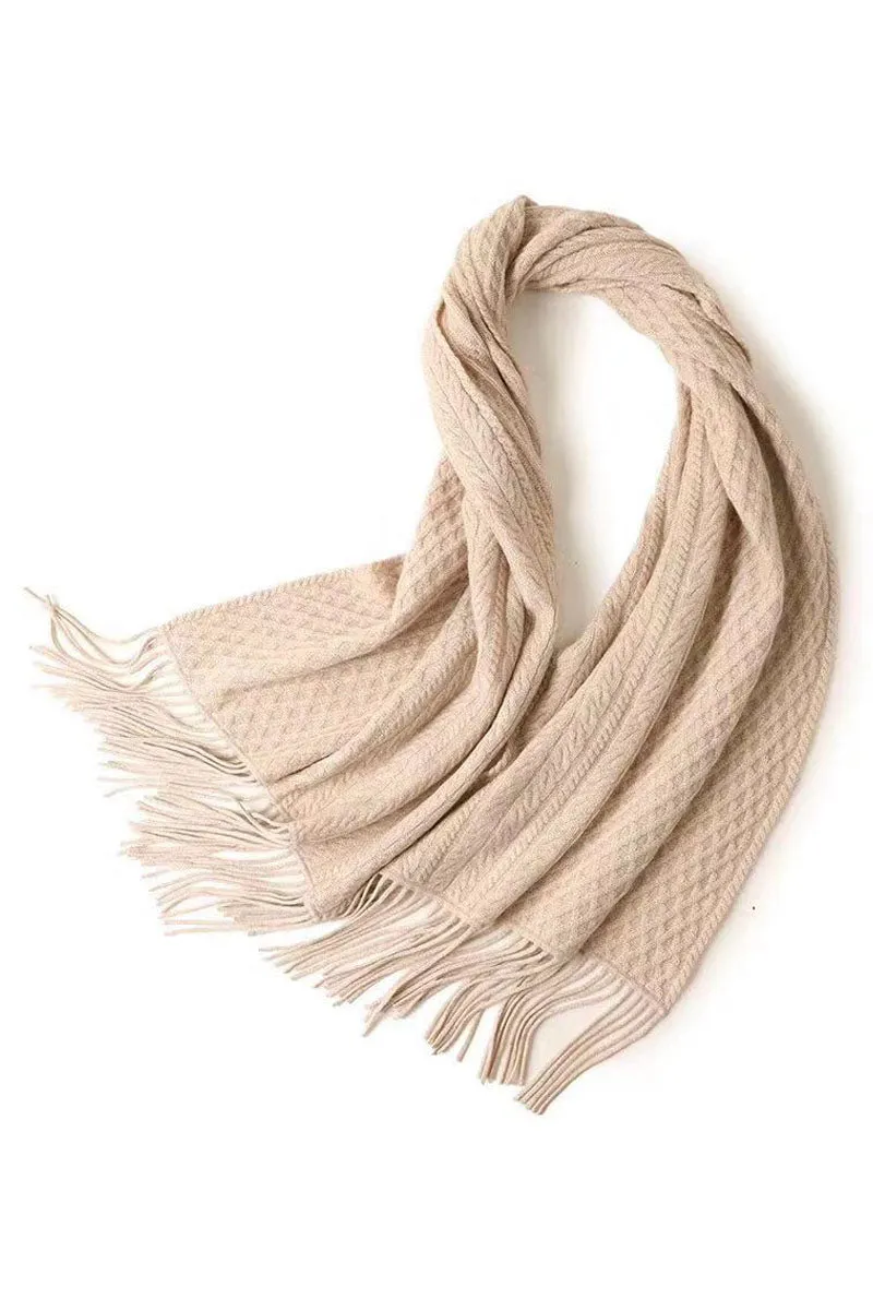 Lemonwood Fringe Cashmere Scarf | Brown + Beige