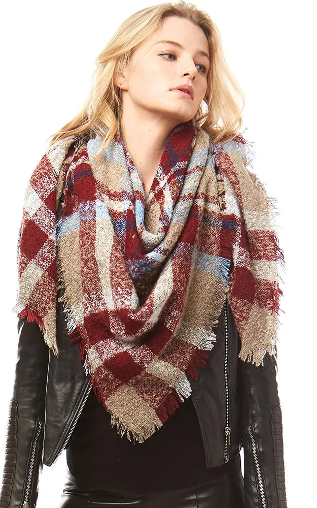 LOF620 Plaid Check Square Blanket Scarf