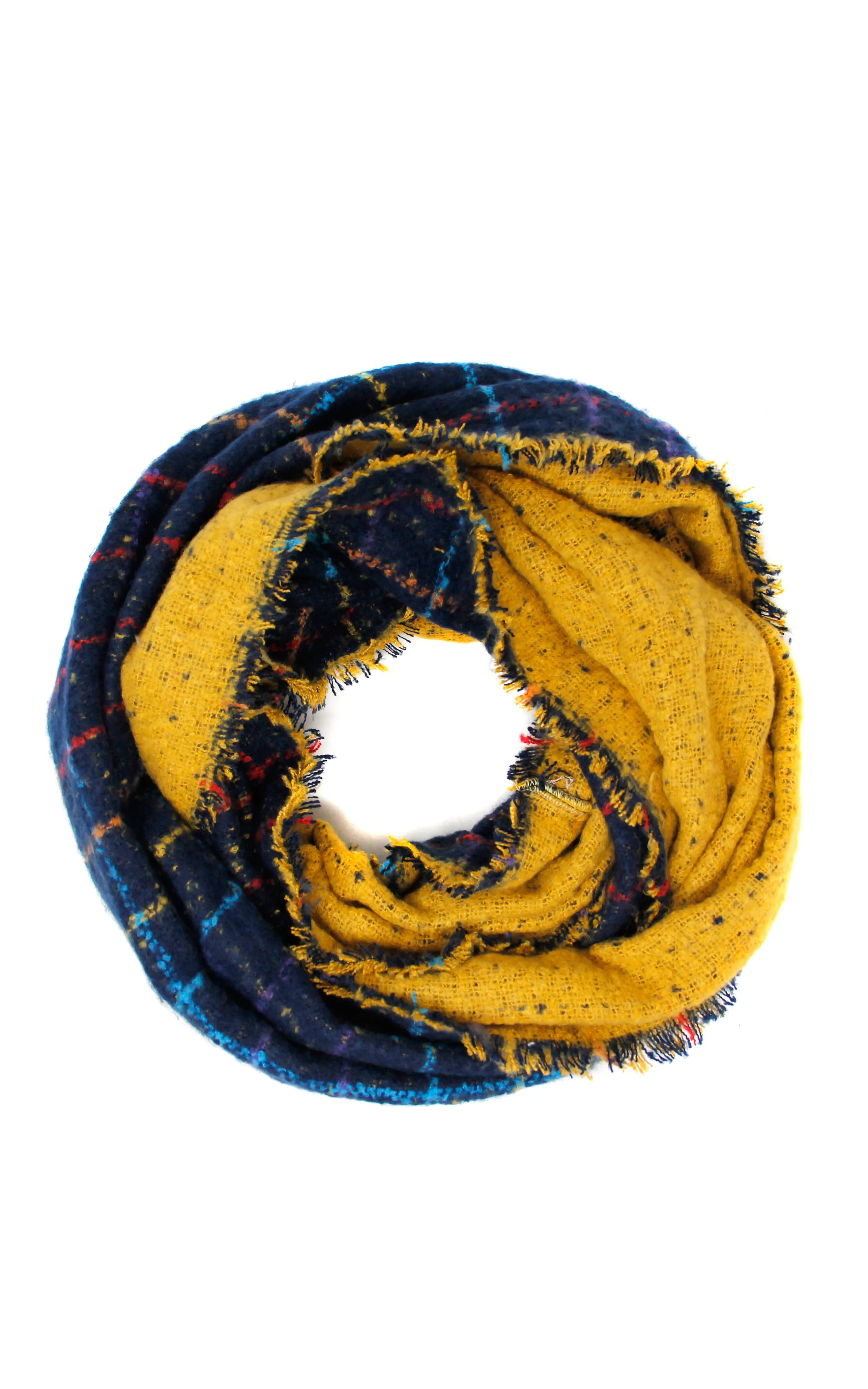 LOF922 Multi Color Windowpane Infinity Scarf