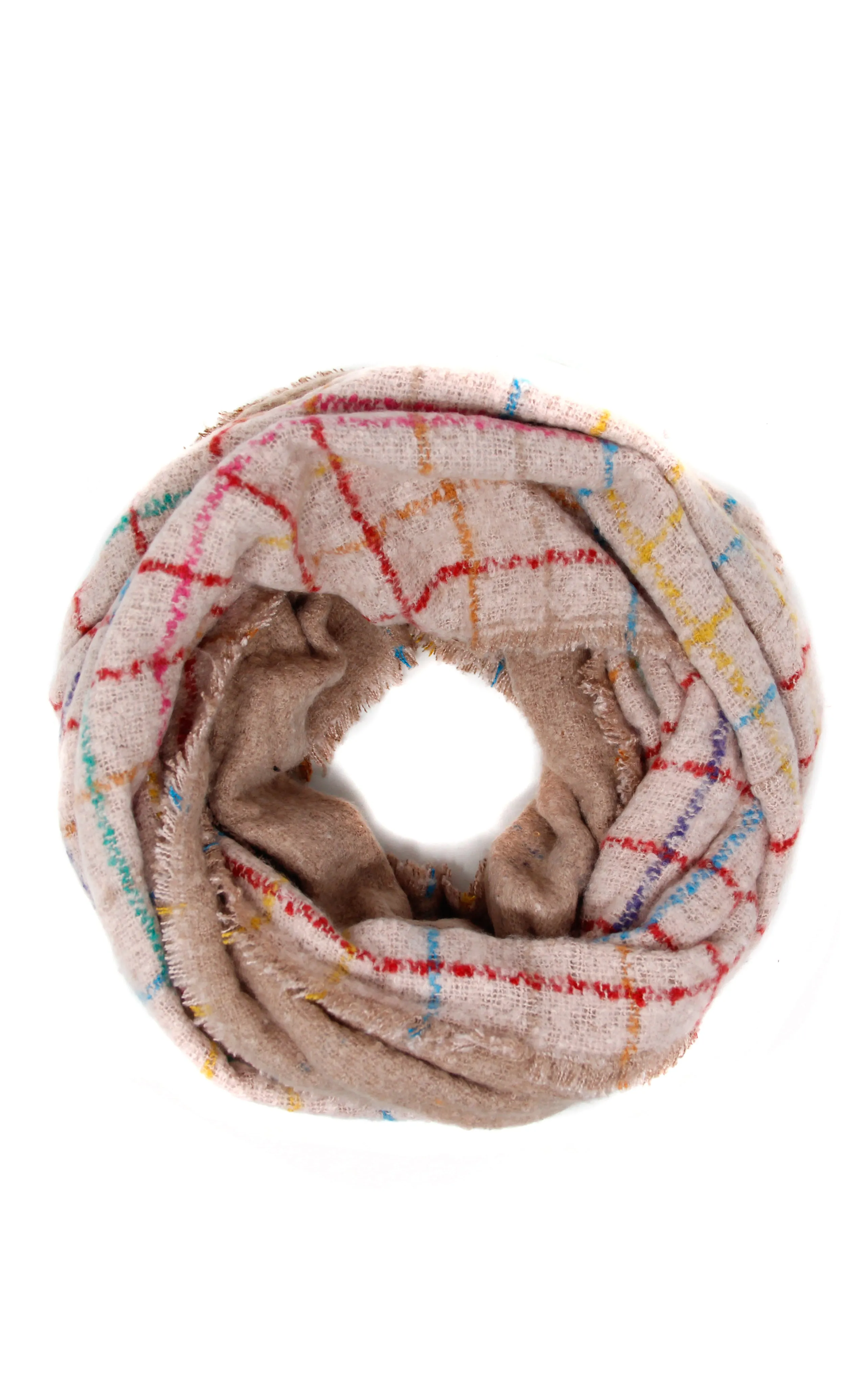 LOF922 Multi Color Windowpane Infinity Scarf