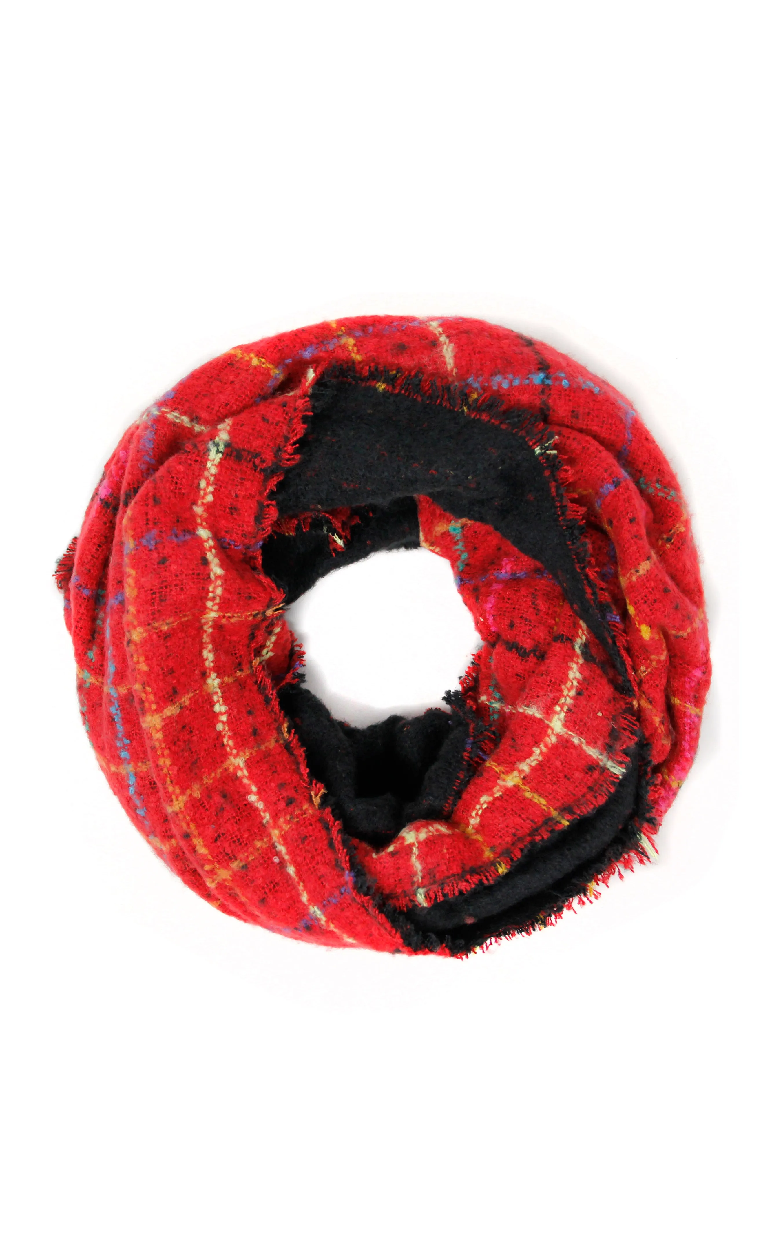 LOF922 Multi Color Windowpane Infinity Scarf