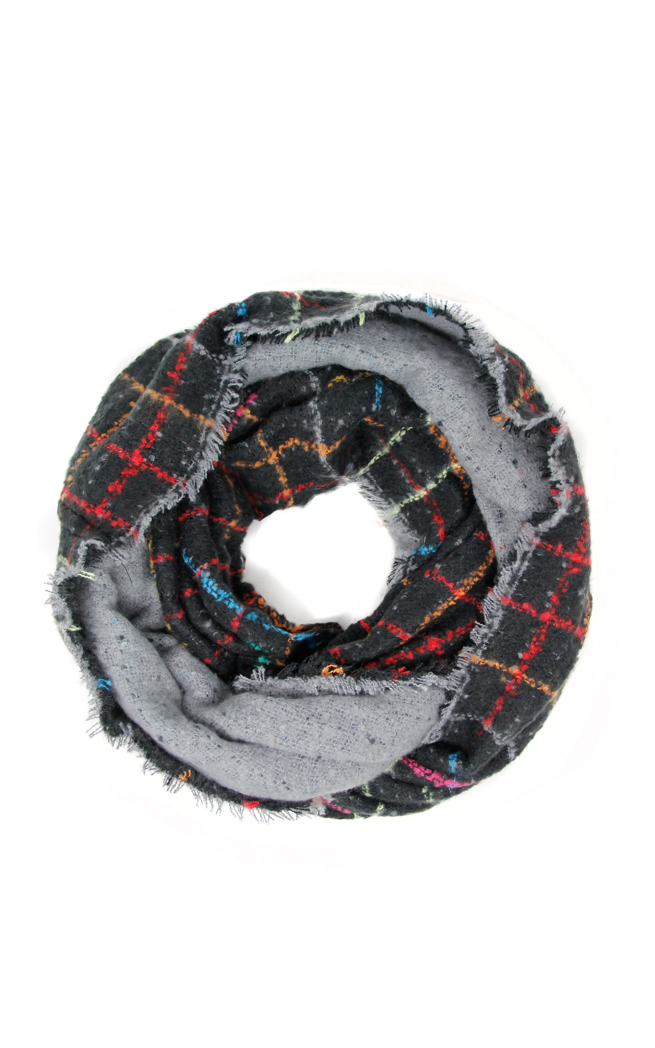 LOF922 Multi Color Windowpane Infinity Scarf