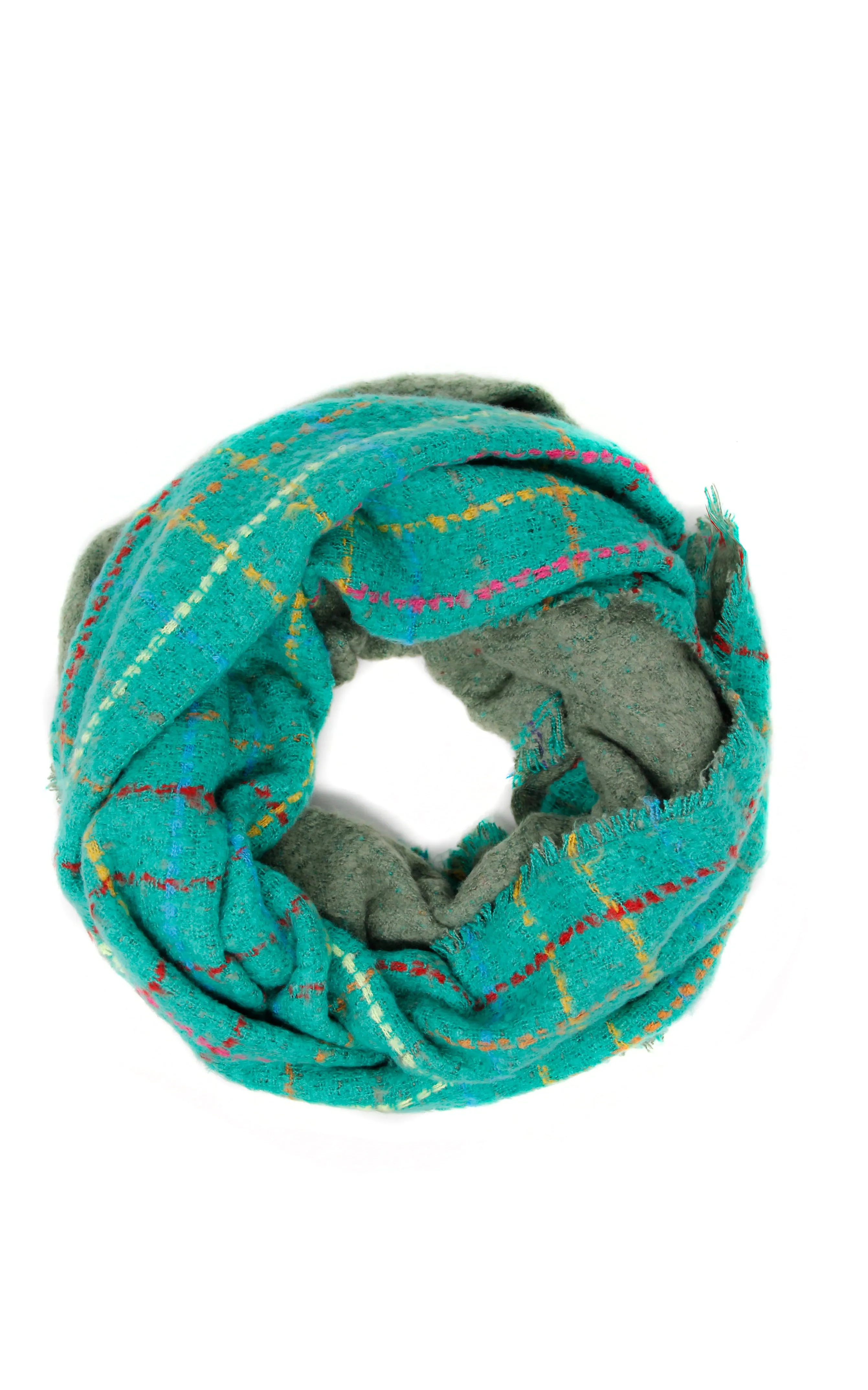 LOF922 Multi Color Windowpane Infinity Scarf