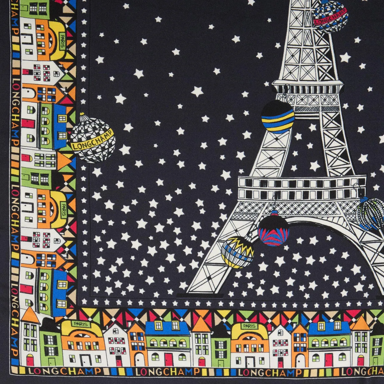 LONGCHAMP Eiffel Tower Silk Scarf - Marine