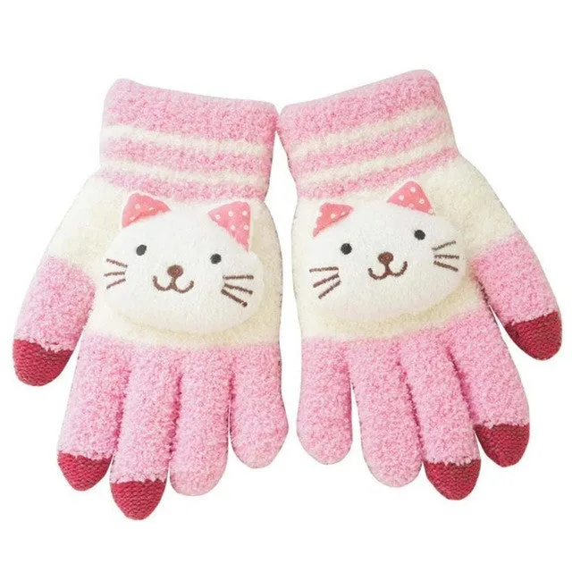 Lovely Panda Winter Gloves Screen Hand Warm Gloves Striped Outwear Gloves Eldiven Guantes Mujer#B921 SM6