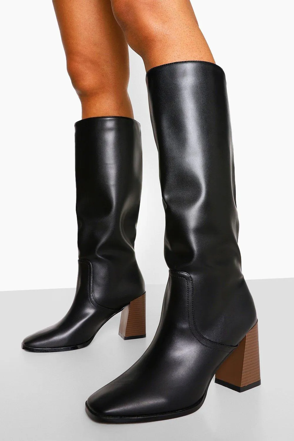 Low Block Heel Knee High Boots