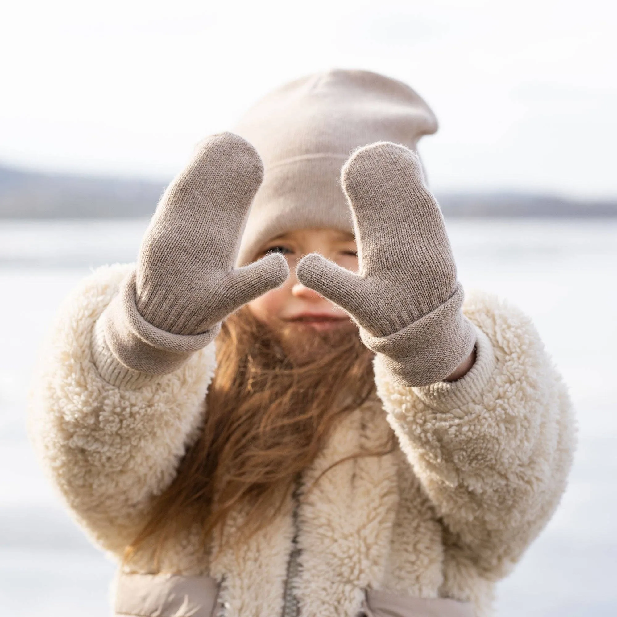 menique - Kids' Mittens Knitted Merino & Cashmere: 3-6 years / Light blue