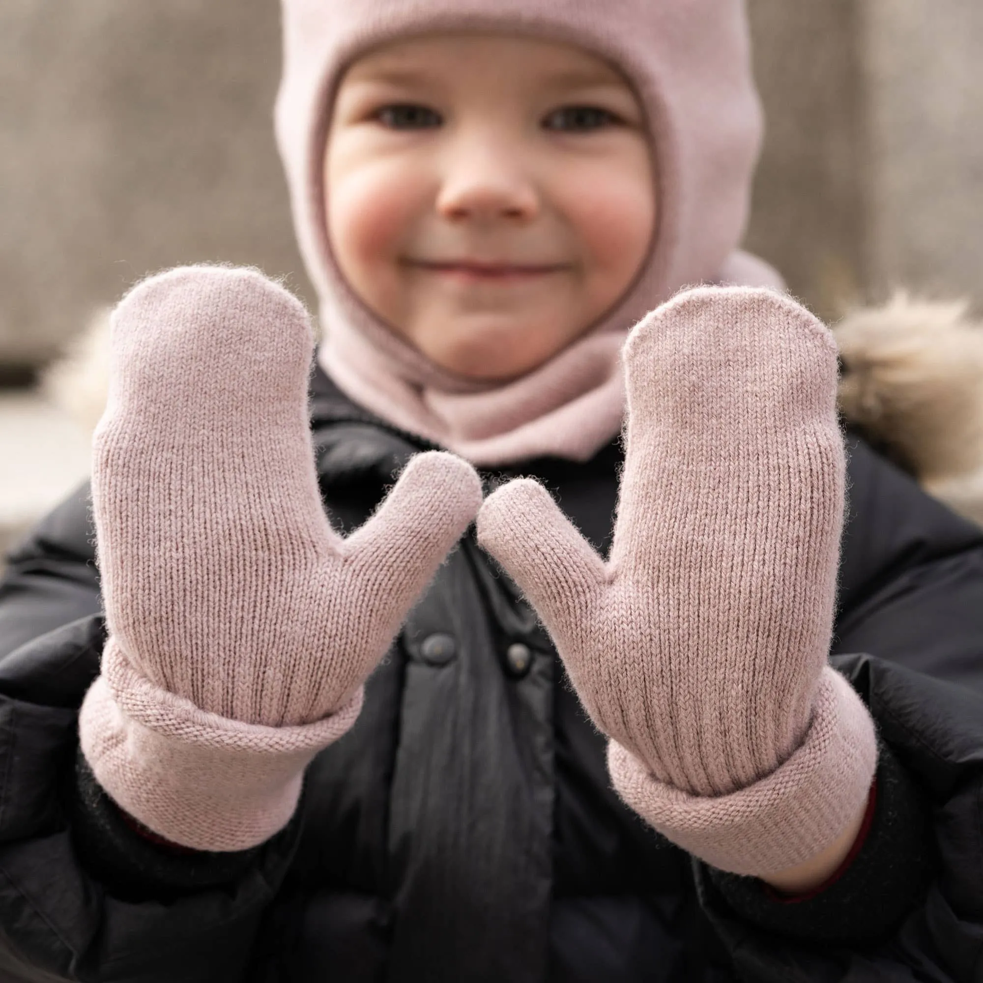 menique - Kids' Mittens Knitted Merino & Cashmere: 3-6 years / Light blue