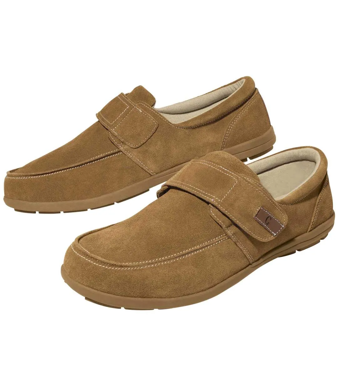 Men's Brown Hook-and-loop Moccasins 