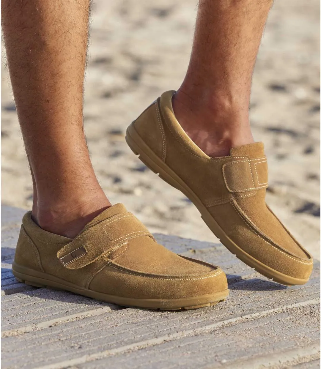 Men's Brown Hook-and-loop Moccasins 