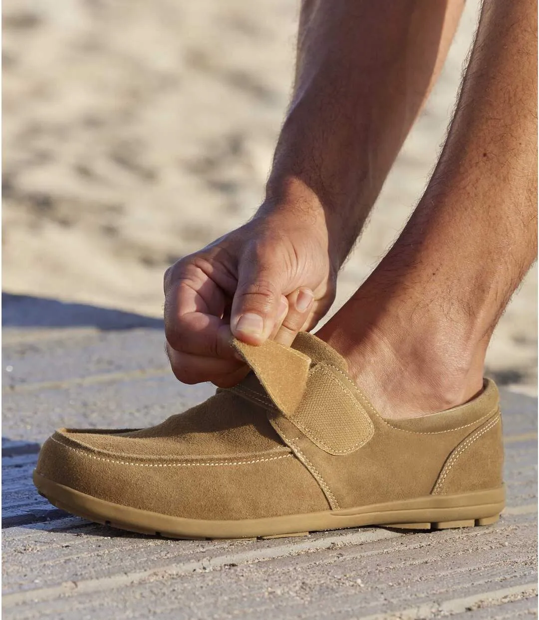 Men's Brown Hook-and-loop Moccasins 