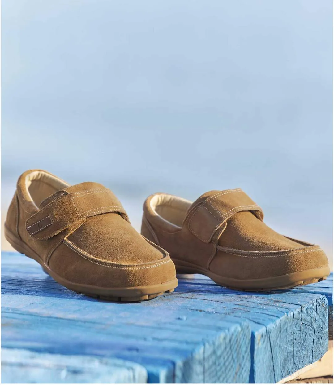 Men's Brown Hook-and-loop Moccasins 