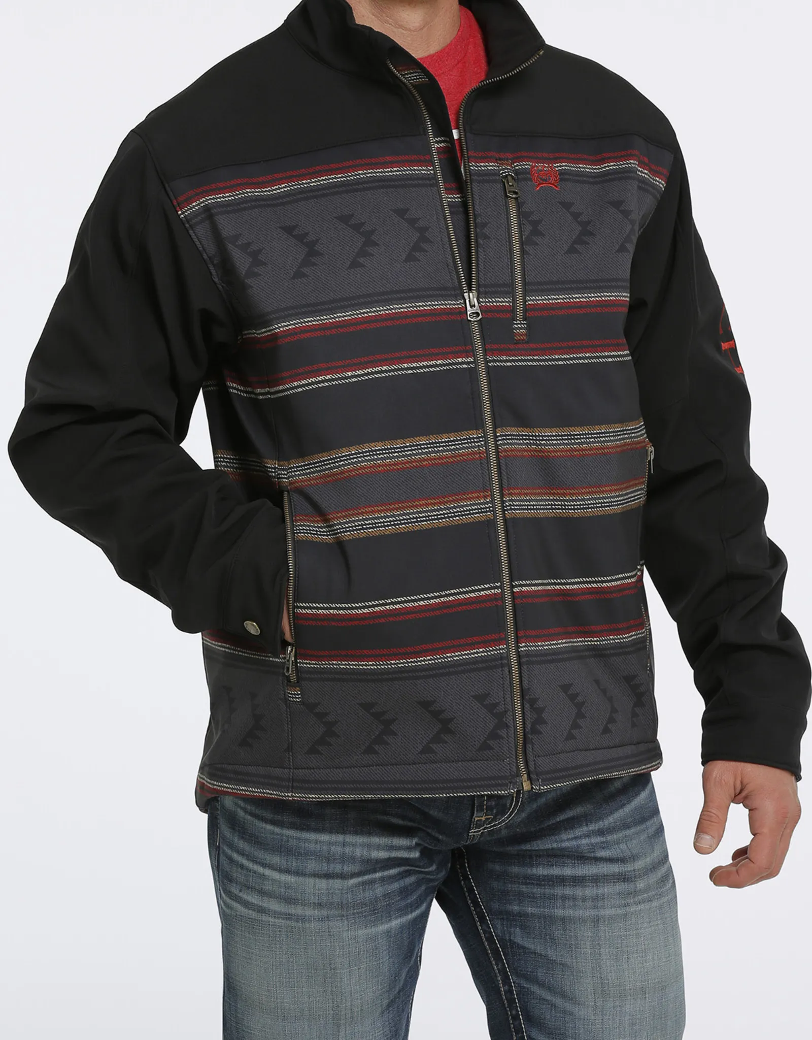 Mens Cinch Concealed Carry Black  Rust Aztec Body Bonded  Jacket