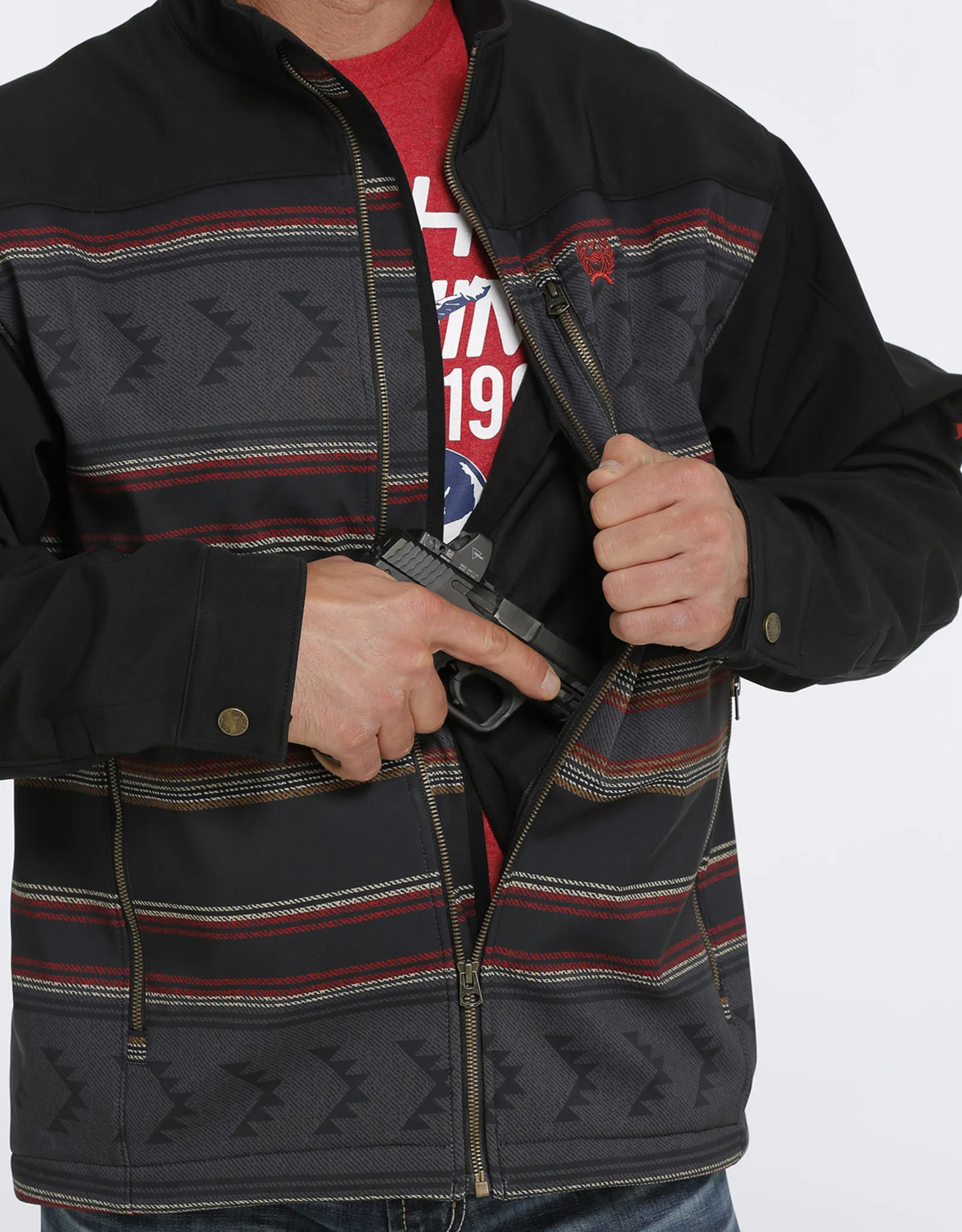 Mens Cinch Concealed Carry Black  Rust Aztec Body Bonded  Jacket