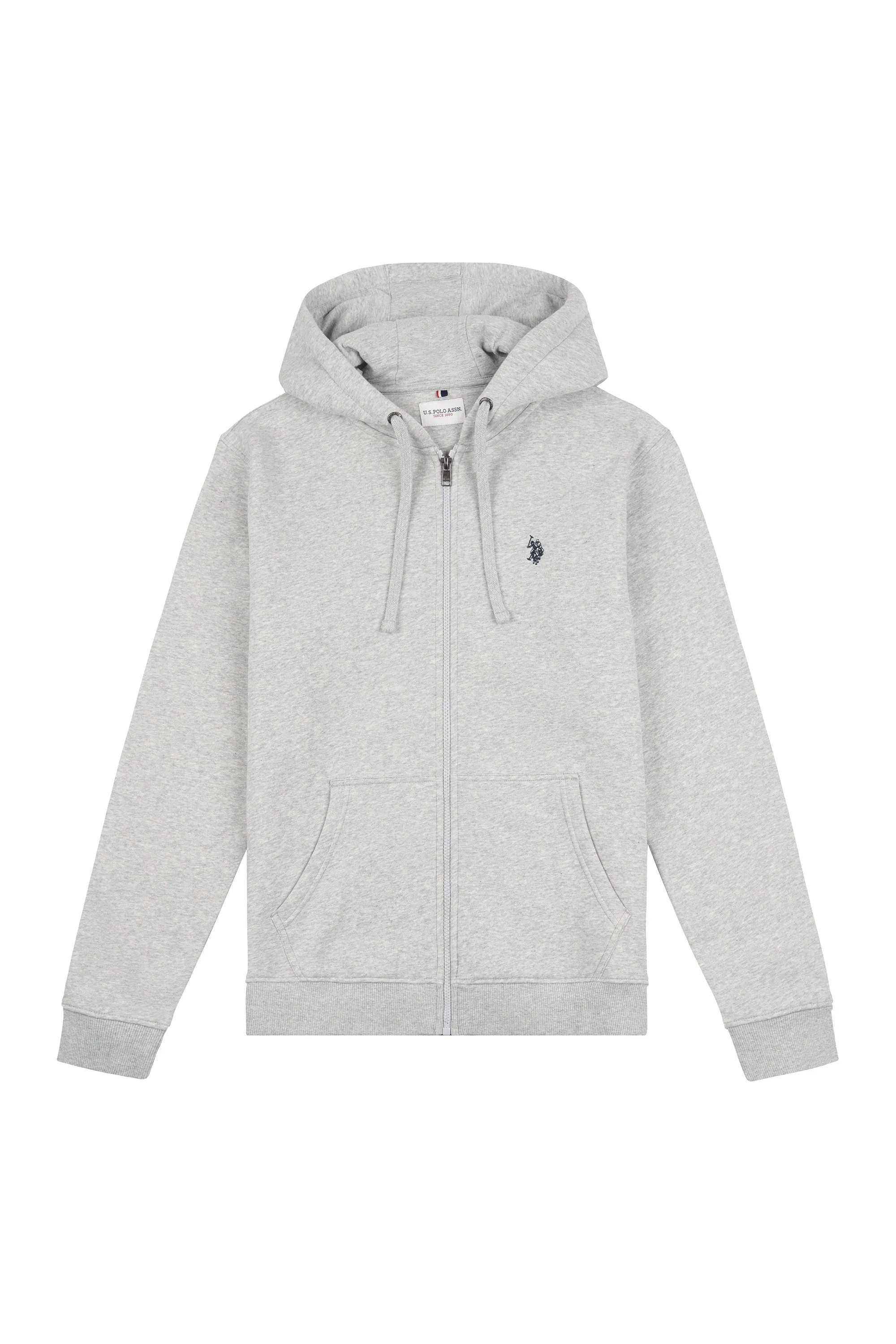 Mens Double Horsemen Zip Hoodie in Mid Grey Marl