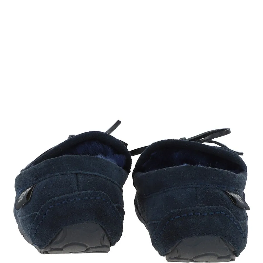 Men's Navy Sheepskin Moccasins - Maverick