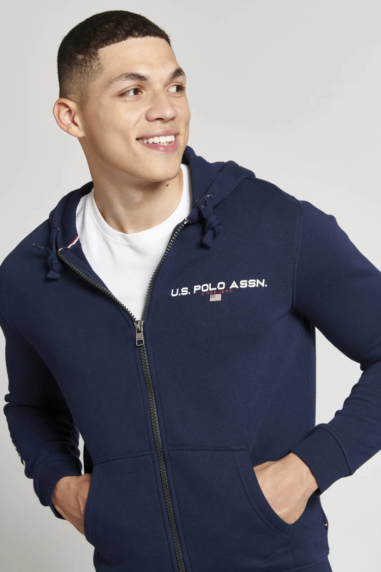 Mens Sport Zip-Through Hoodie in Navy Blue