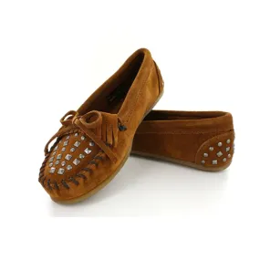 Minnetonka Double Stud Brown Moccasins